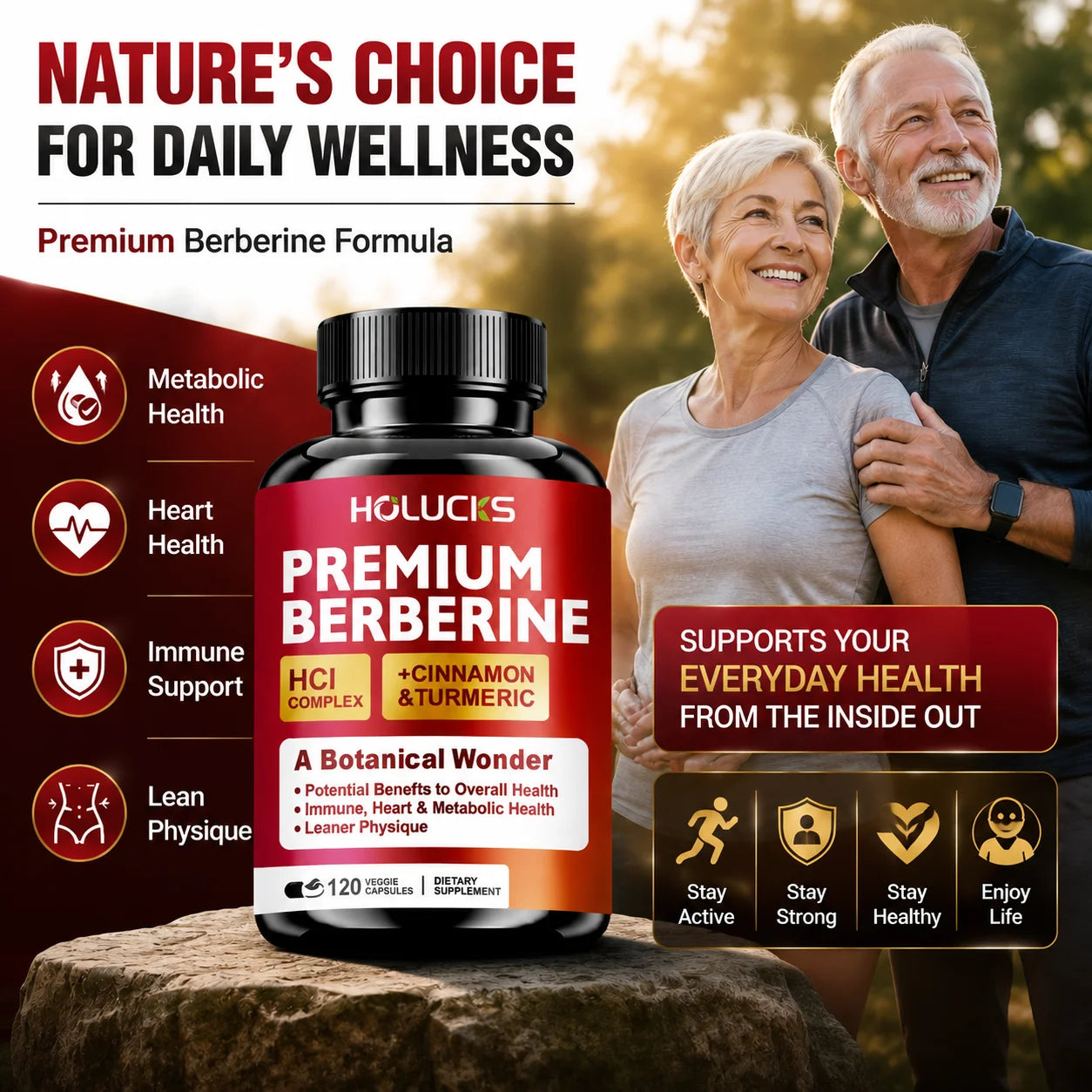 Berberine Capsules, Support Blood Sugar, Heart, Metabolic, Digestive Health, Weight Management, Liver Detox, Antioxidant, Immune