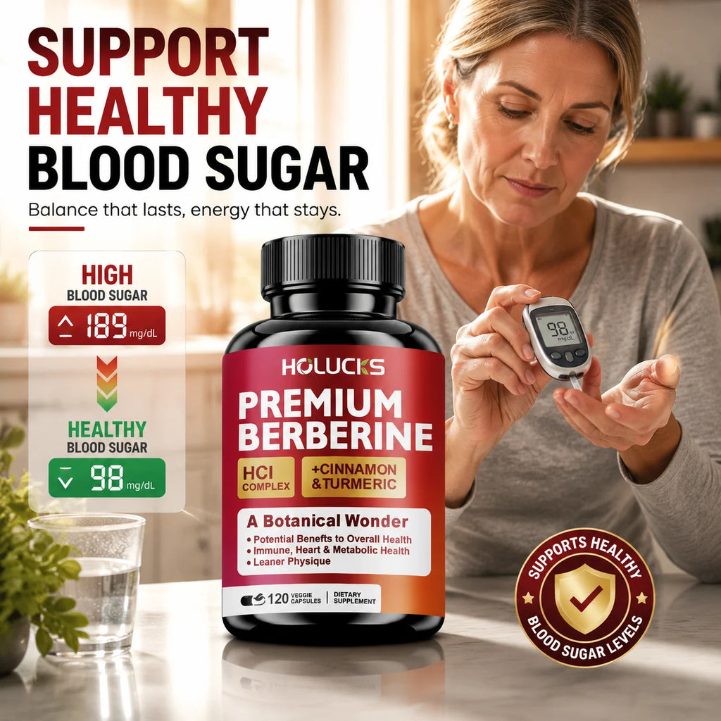 Berberine Capsules, Support Blood Sugar, Heart, Metabolic, Digestive Health, Weight Management, Liver Detox, Antioxidant, Immune