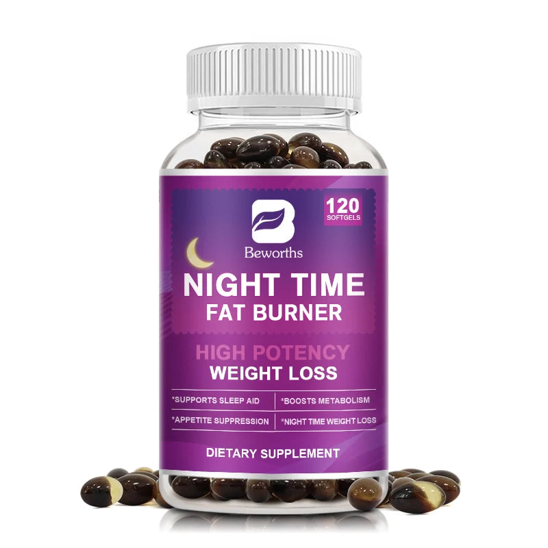BEWORTHS 120pcs Night Time Fat Burnner Capsule for Women and Men Loss Weight Management Weight Slimming Tool Detox Burning Fat