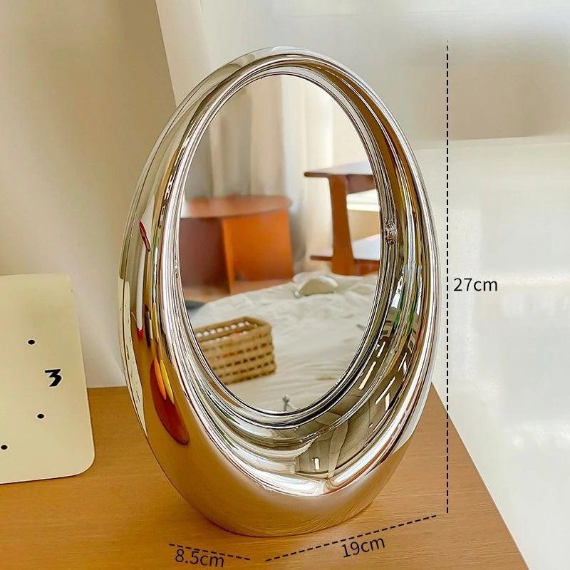 Creativity Flip Double-sided Mirrors Home Desktop Premium Feel Elliptical Mirror Room Decoration Makeup Mirrors Home Decor Gifts