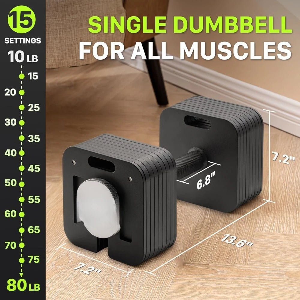 Adjustable Dumbbell Set, 10-50/80lb, 5lb Increments, Quick-Lock Square Weight Dumbbells for Home Gym Fitness, Customized