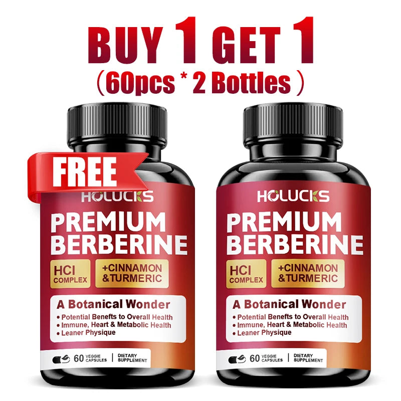 Berberine Capsules, Support Blood Sugar, Heart, Metabolic, Digestive Health, Weight Management, Liver Detox, Antioxidant, Immune