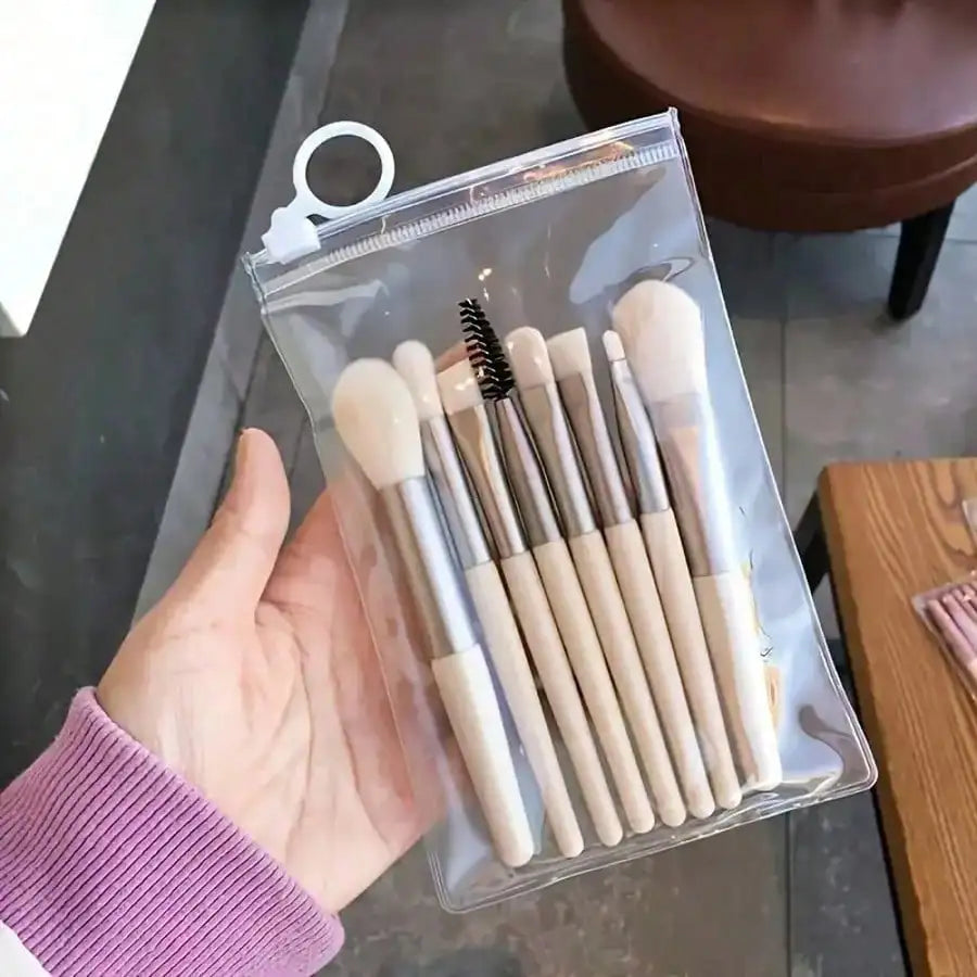 Portable Mini Multipurpose Makeup Brush Set 8Pcs Professional Cosmetic Tool For Blush Eyeshadow Concealer Travel Daily Makeup Supply