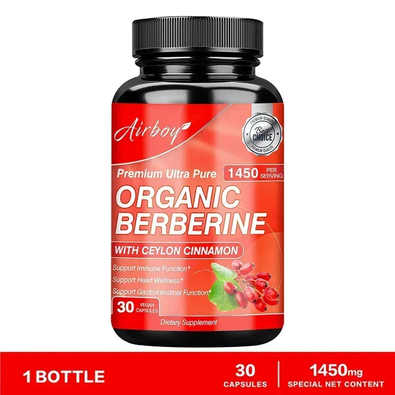 Berberine Capsules - Immune System Support, Boosts Metabolism, Healthy Weight Management, Increases Energy Levels