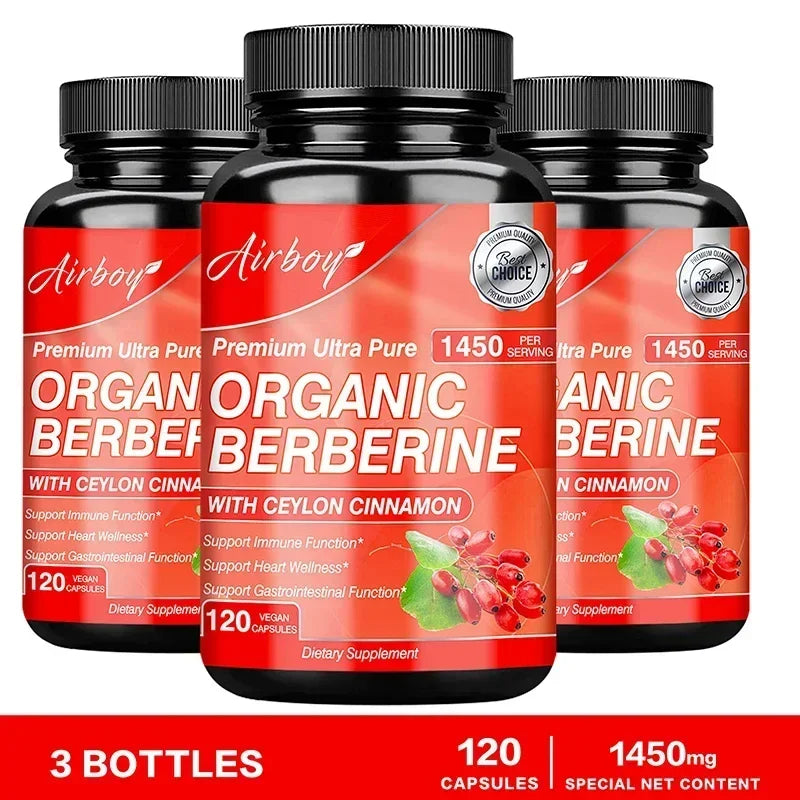 Berberine Capsules - Immune System Support, Boosts Metabolism, Healthy Weight Management, Increases Energy Levels