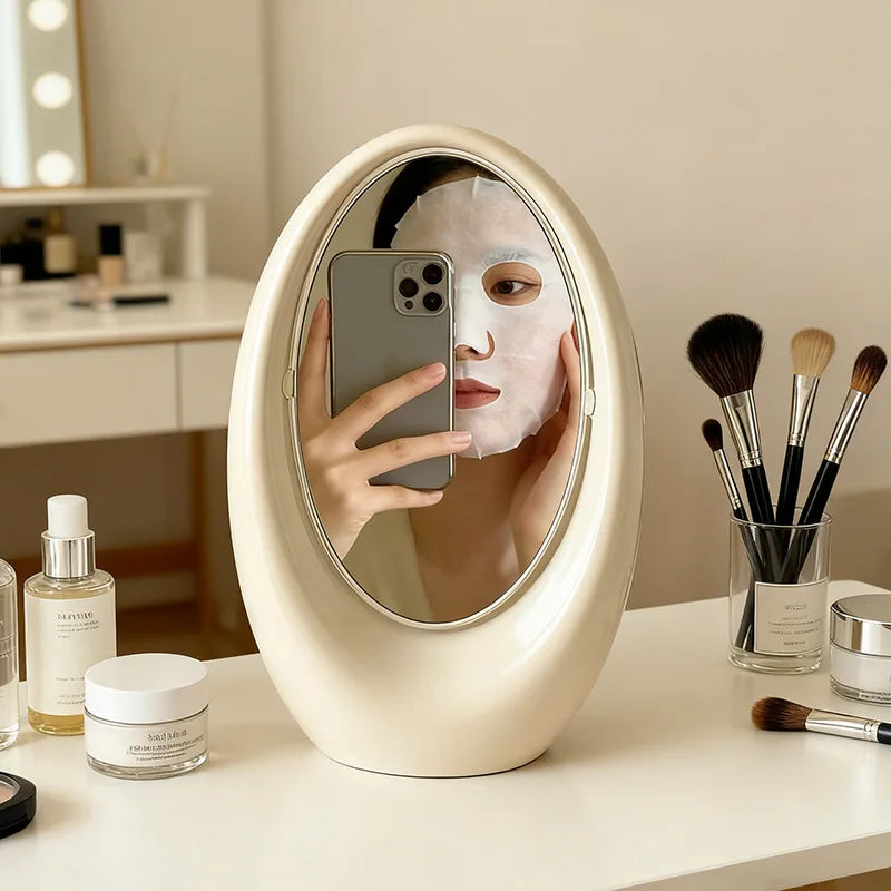 Creativity Flip Double-sided Mirrors Home Desktop Premium Feel Elliptical Mirror Room Decoration Makeup Mirrors Home Decor Gifts