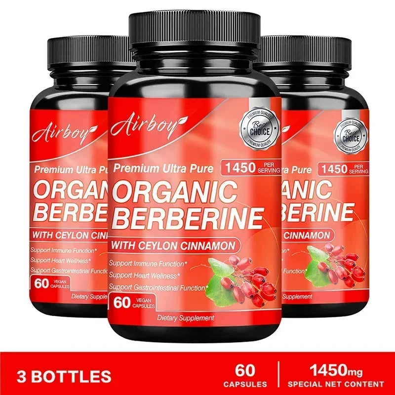Berberine Capsules - Immune System Support, Boosts Metabolism, Healthy Weight Management, Increases Energy Levels