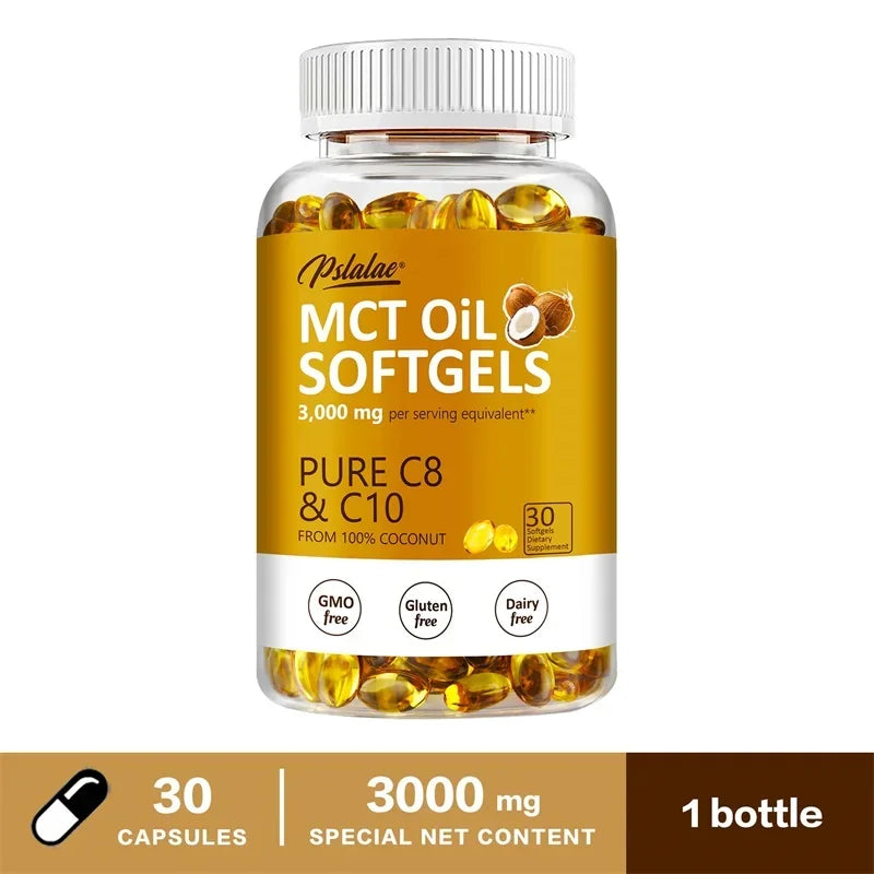 MCT Oil Softgels - Supports Energy, Focus and Mental Clarity, Weight Management, Improves Digestion, Brain Supplement