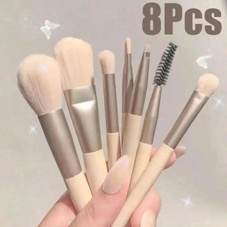 Portable Mini Multipurpose Makeup Brush Set 8Pcs Professional Cosmetic Tool For Blush Eyeshadow Concealer Travel Daily Makeup Supply