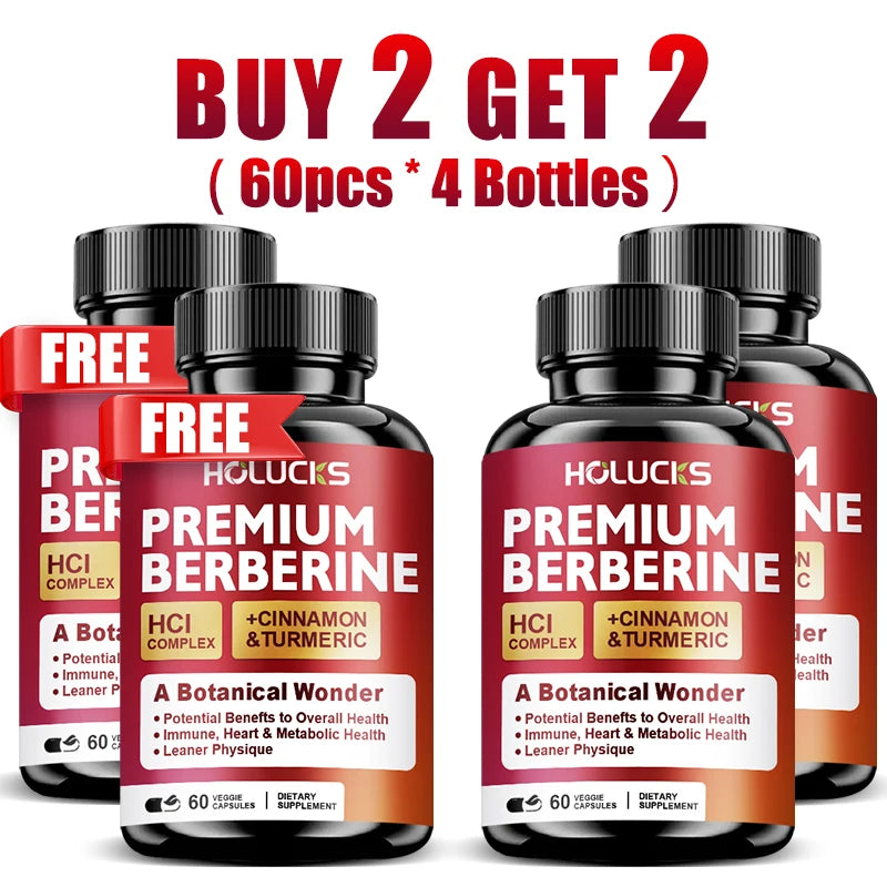 Berberine Capsules, Support Blood Sugar, Heart, Metabolic, Digestive Health, Weight Management, Liver Detox, Antioxidant, Immune
