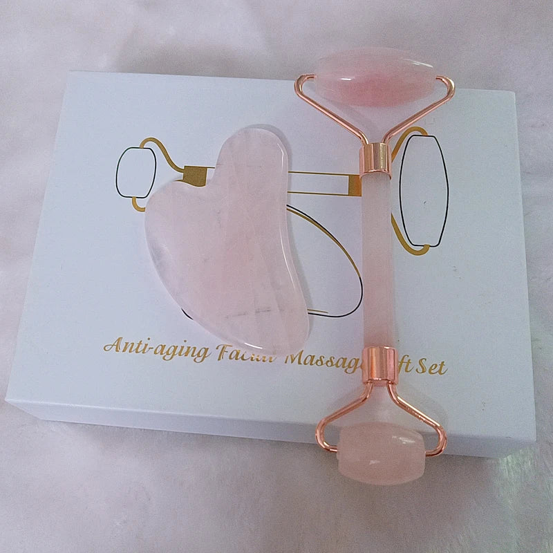 Gua Sha Natural Stone Quartz Jade Massage Roller Faical Massage Tools for Face Board Acupoint Eye Care Body SPA Massager