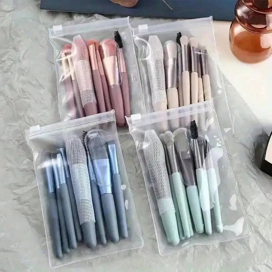 Portable Mini Multipurpose Makeup Brush Set 8Pcs Professional Cosmetic Tool For Blush Eyeshadow Concealer Travel Daily Makeup Supply