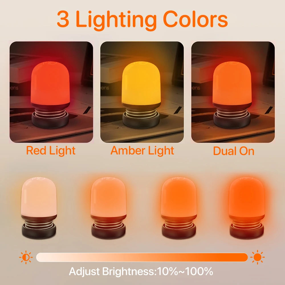 620-630nm Red Color Night Light Sleeping No Blue Melatonin - Boosting USB Rechargeable Brightness Sleep Lamp Portable Eye-care