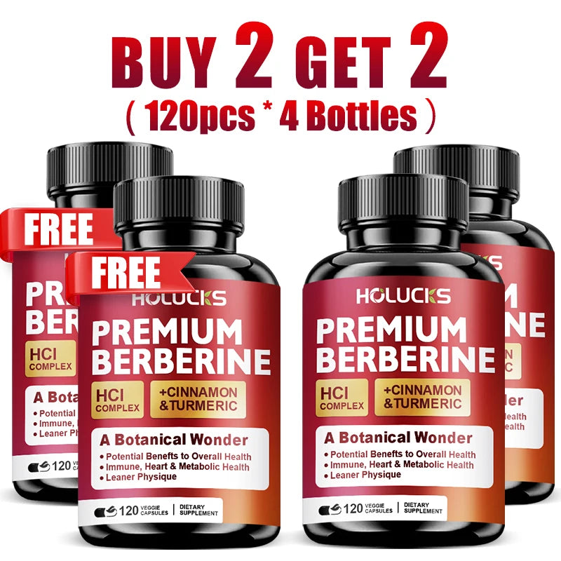 Berberine Capsules, Support Blood Sugar, Heart, Metabolic, Digestive Health, Weight Management, Liver Detox, Antioxidant, Immune