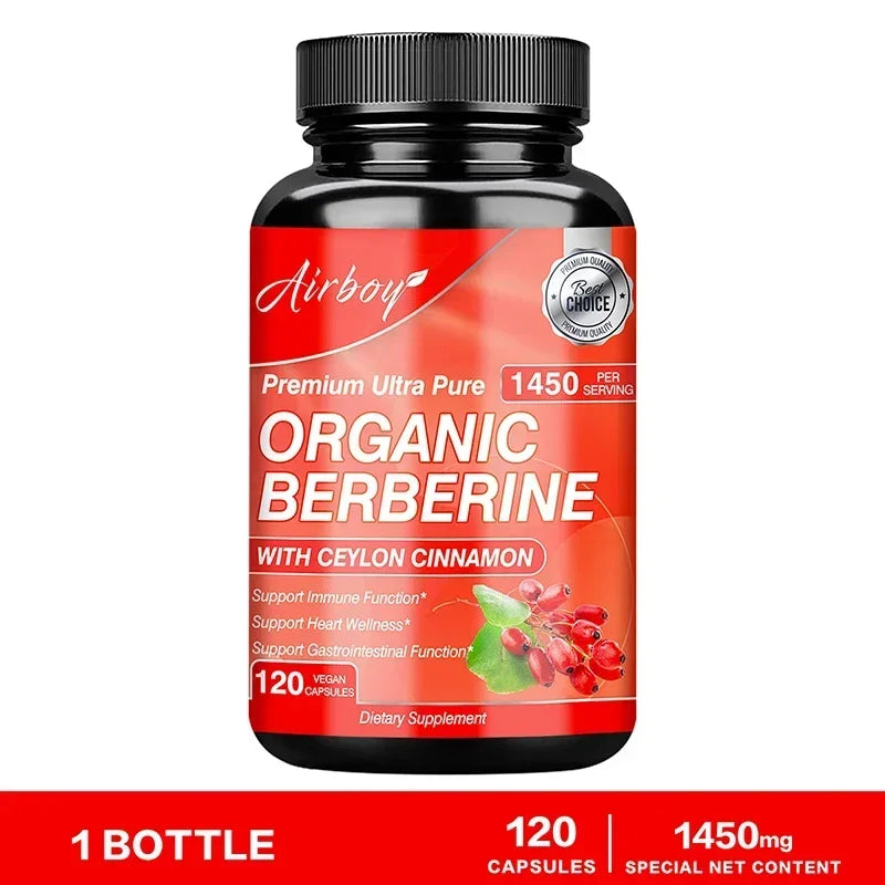 Berberine Capsules - Supports Cardiovascular Health, Immune Function, Metabolism, and Healthy Weight Management