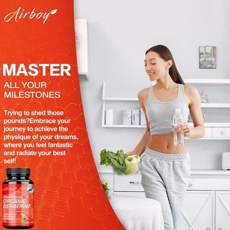 Berberine Capsules - Immune System Support, Boosts Metabolism, Healthy Weight Management, Increases Energy Levels
