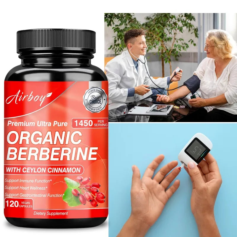 Berberine Capsules - Immune System Support, Boosts Metabolism, Healthy Weight Management, Increases Energy Levels