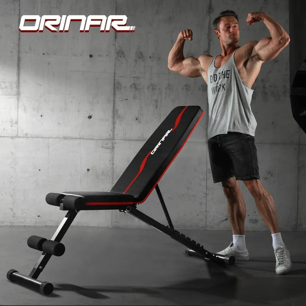 Orinar Adjustable Weight Bench Press Incline Decline Strength Training Bench Full Body Gym Workout Benches for Home Gym Fitness