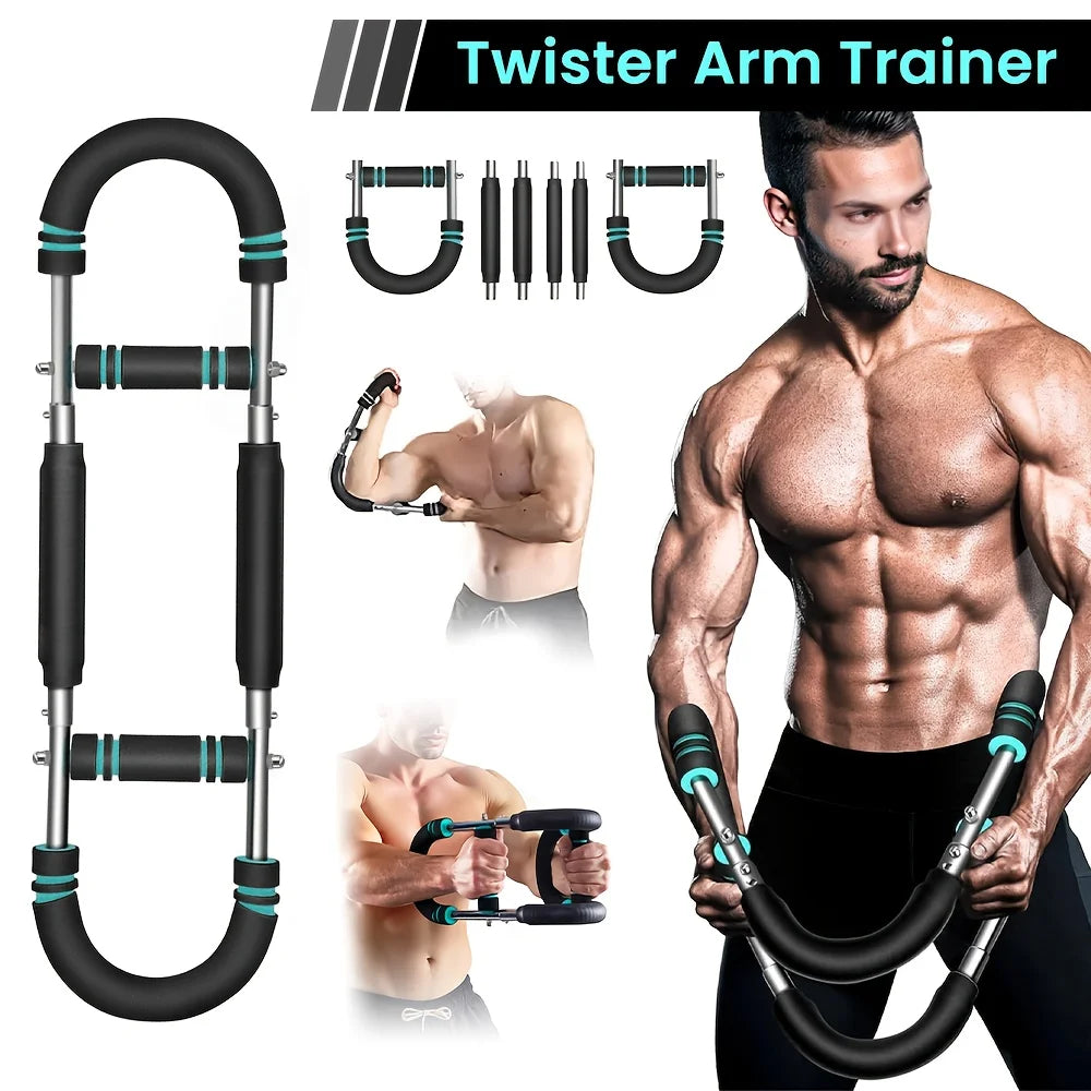 Adjustable Spring Twister Arm Exerciser Resistance Bar 20-50kg for Arm Chest Home Workout Fitness Equipment