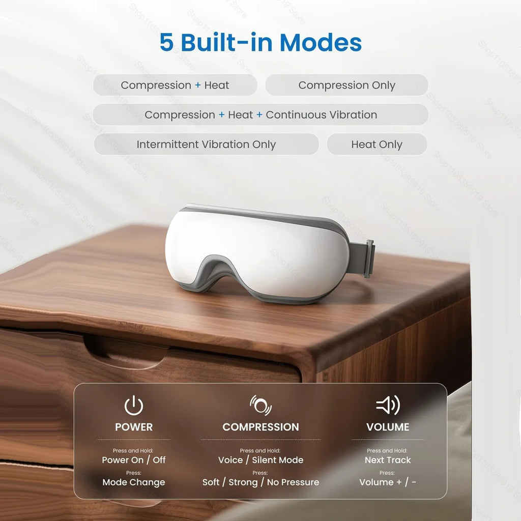 Heated Smart Vibration Eye Massager Airbag Compress Eye Care Instrument Bluetooth Music Eye Massage Sleepping Mask Relax Fatigue