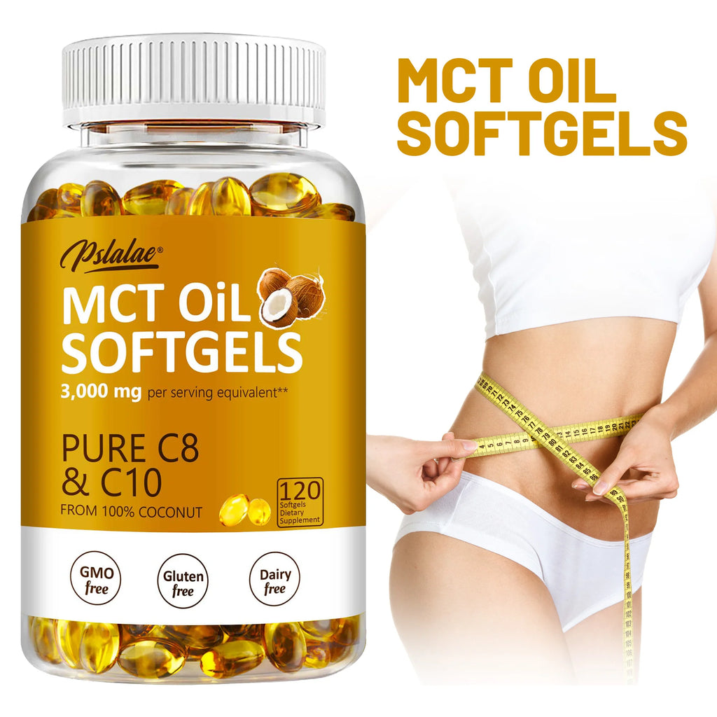MCT Oil Softgels - Supports Energy, Focus and Mental Clarity, Weight Management, Improves Digestion, Brain Supplement