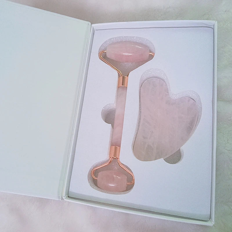 Gua Sha Natural Stone Quartz Jade Massage Roller Faical Massage Tools for Face Board Acupoint Eye Care Body SPA Massager