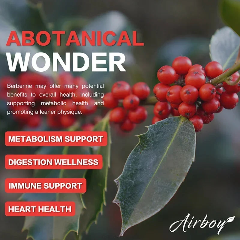 Berberine Capsules - Immune System Support, Boosts Metabolism, Healthy Weight Management, Increases Energy Levels