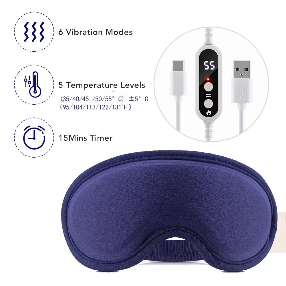 Electric Eye Massager Hot Compress Stress Relief Heating Vibration Massage Connect Music Relax Foldable Eye Care Smart Glasses
