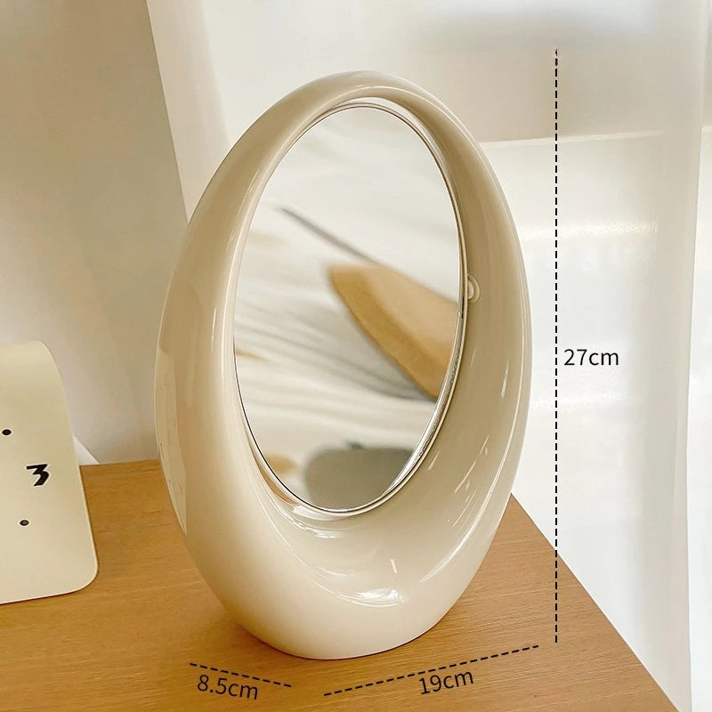 Creativity Flip Double-sided Mirrors Home Desktop Premium Feel Elliptical Mirror Room Decoration Makeup Mirrors Home Decor Gifts