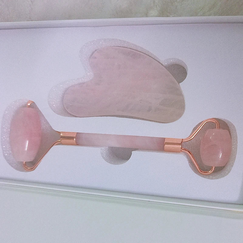Gua Sha Natural Stone Quartz Jade Massage Roller Faical Massage Tools for Face Board Acupoint Eye Care Body SPA Massager