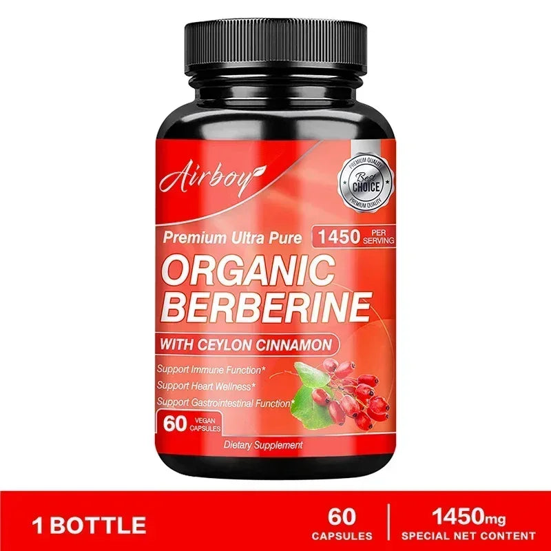Berberine Capsules - Immune System Support, Boosts Metabolism, Healthy Weight Management, Increases Energy Levels