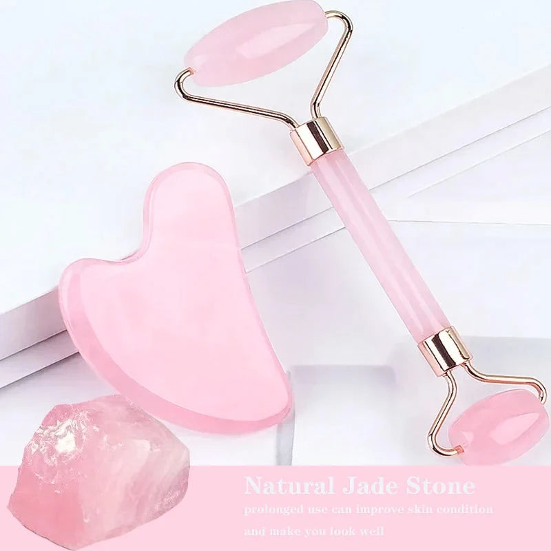 Gua Sha Natural Stone Quartz Jade Massage Roller Faical Massage Tools for Face Board Acupoint Eye Care Body SPA Massager