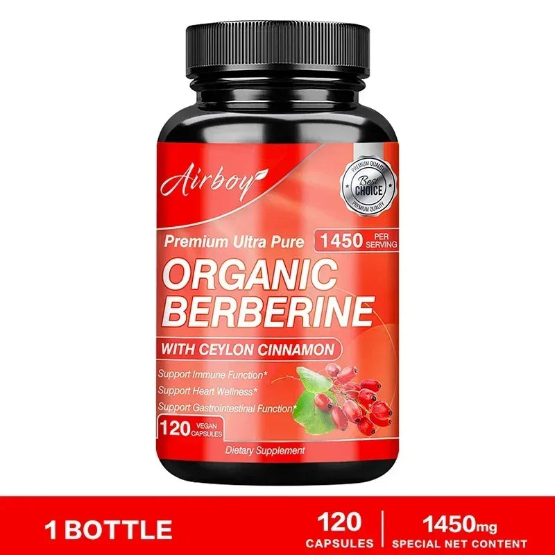 Berberine Capsules - Immune System Support, Boosts Metabolism, Healthy Weight Management, Increases Energy Levels