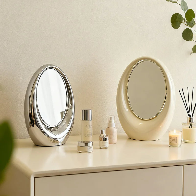 Creativity Flip Double-sided Mirrors Home Desktop Premium Feel Elliptical Mirror Room Decoration Makeup Mirrors Home Decor Gifts