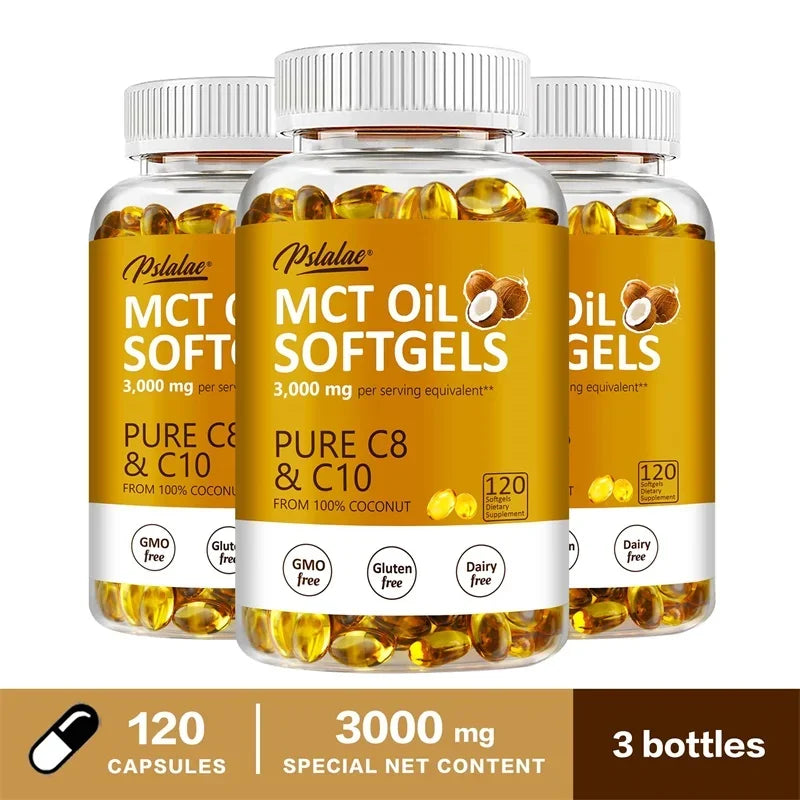 MCT Oil Softgels - Supports Energy, Focus and Mental Clarity, Weight Management, Improves Digestion, Brain Supplement