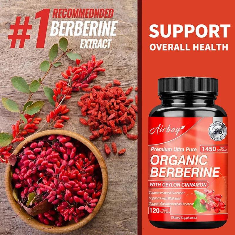 Berberine Capsules - Supports Cardiovascular Health, Immune Function, Metabolism, and Healthy Weight Management
