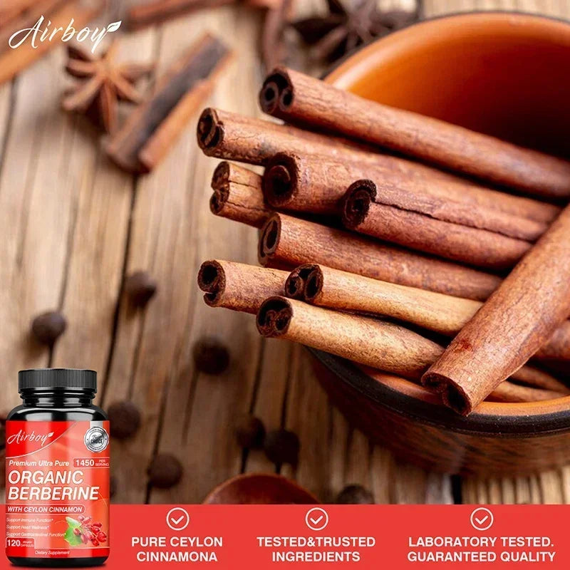 Berberine Capsules - Immune System Support, Boosts Metabolism, Healthy Weight Management, Increases Energy Levels
