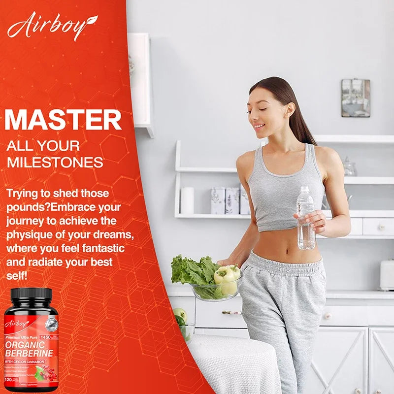 Berberine Capsules - Supports Cardiovascular Health, Immune Function, Metabolism, and Healthy Weight Management